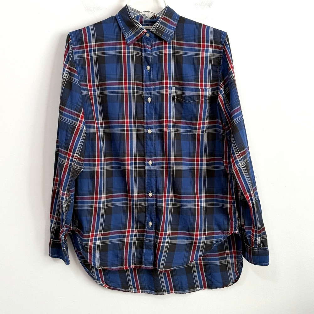 Denim & Supply Ralph Lauren Shirt Womens M Blue Plaid RL Boyfriend Long Sleeve